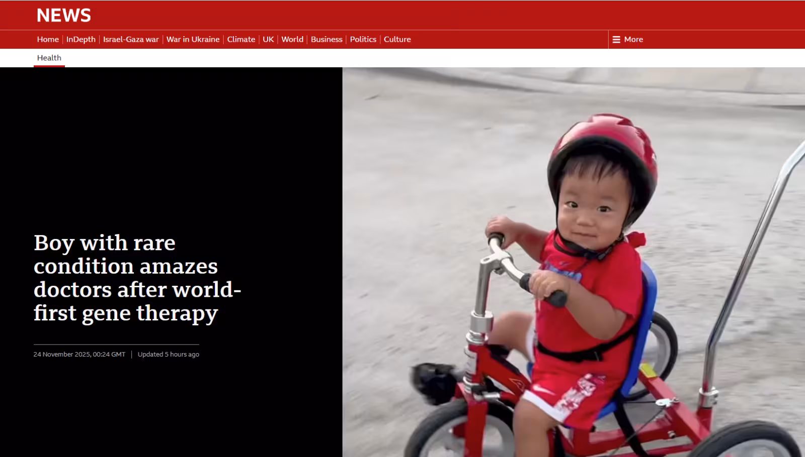 Screenshot of BBC website