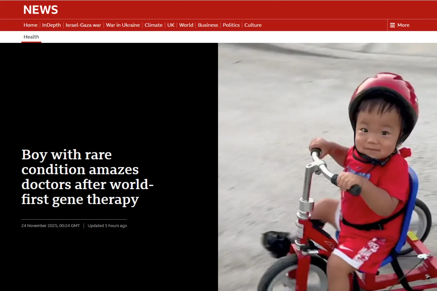 Screenshot of BBC website