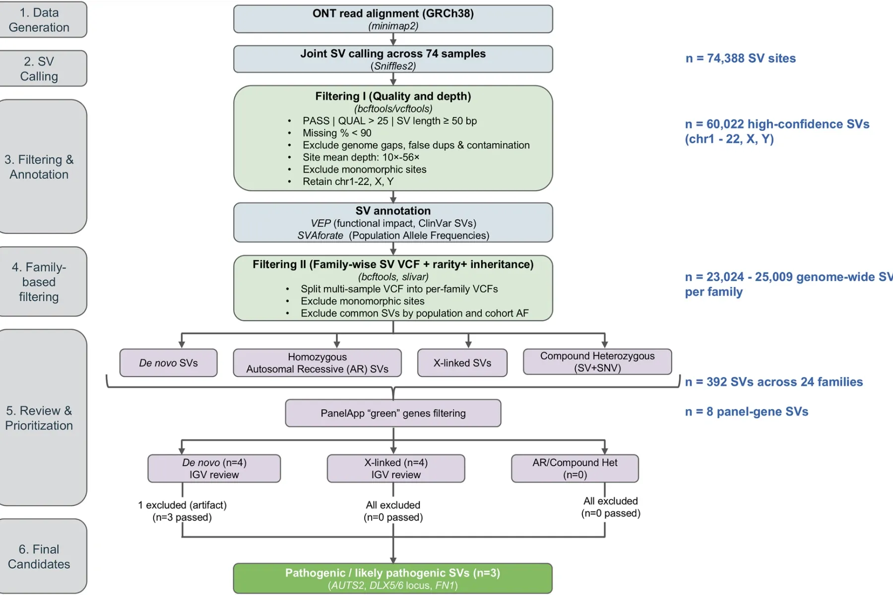 Fig. 1: Schematic of the SV discovery and prioritisation workflow using LRS.